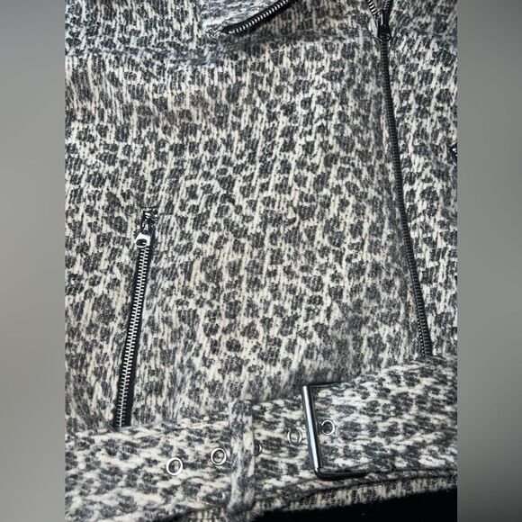 ZARA Leopard Print Biker Jacket size XL EUC animal print streetwear - Picture 4 of 8